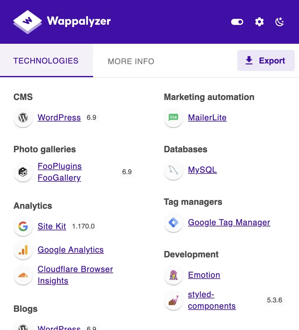 Wappalyzer-result